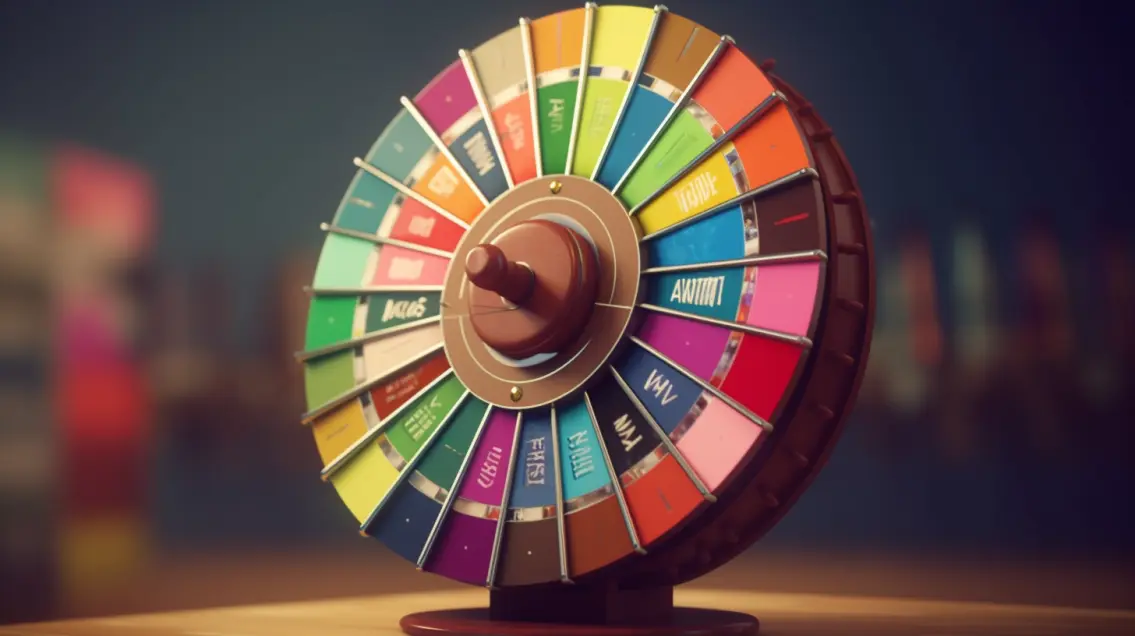 A vibrant, multi-coloured spinning wheel for the Game of Life Trust Edition