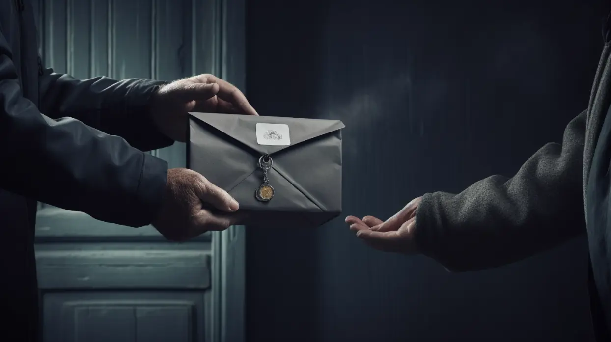 Person hands another person a fancy envelope, symbolising the question of Can My Salary Be Paid into a Family Trust?