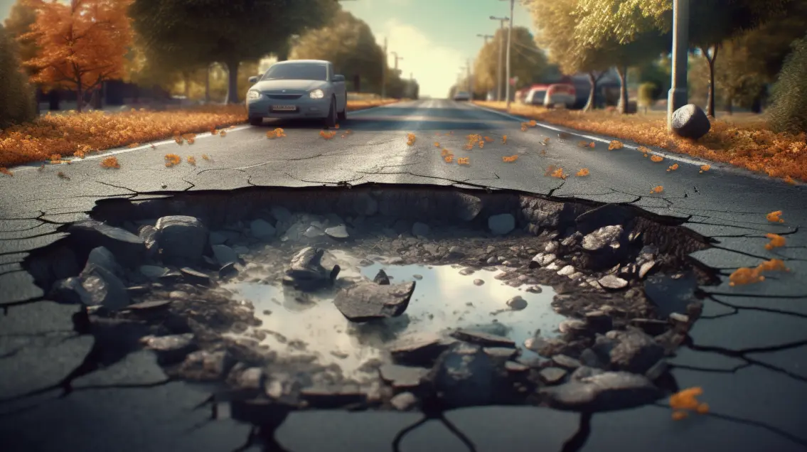 Large pot hole in the middle of the road, symbolising potential challenges navigating family trusts