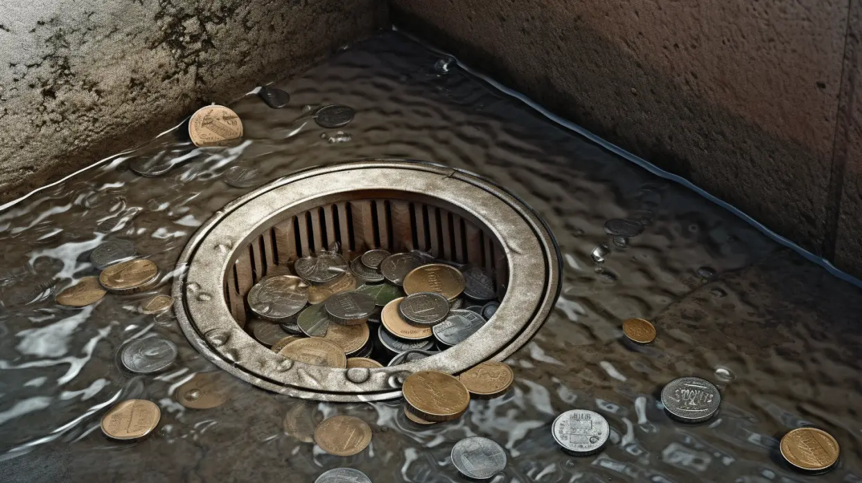 coins being washed down the drain symbolising how much does it cost to set up a trust